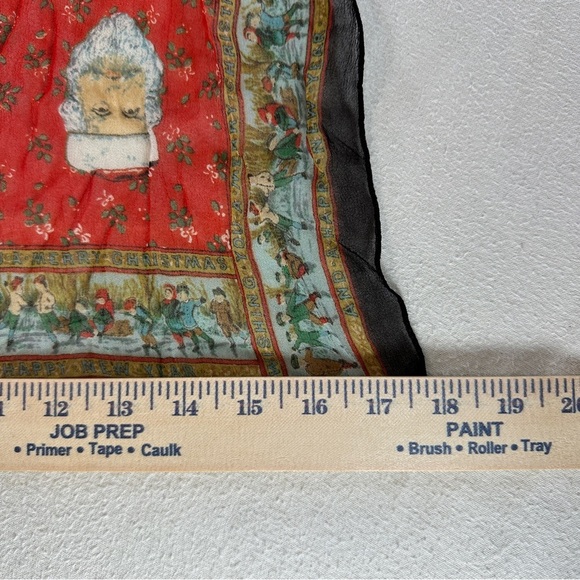 Vintage ATG All That Glitters Elegant Red/Black Santa Claus Women's Scarf 57”L - Picture 4 of 14